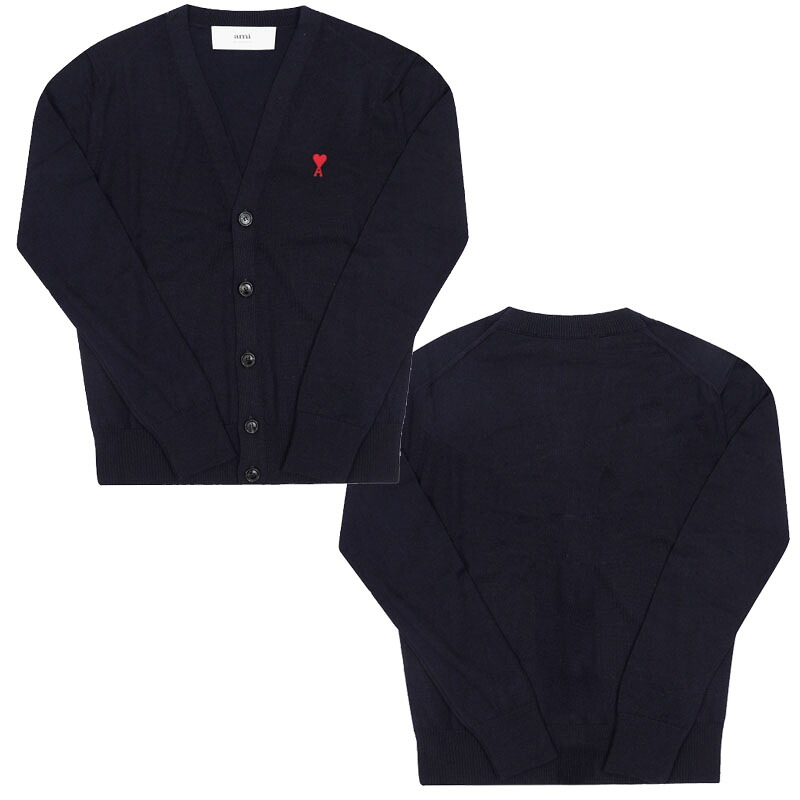 AMI PARIS アミパリス スモールハートロゴVネックカーディガン SMALL HEART LOGO V-NECK CARDIGAN ユニセックス メンズ レディース 男女兼用 カジュアル クラシック プレゼント HE&SHE [送料無料] BFHKC111 KN0025 430
