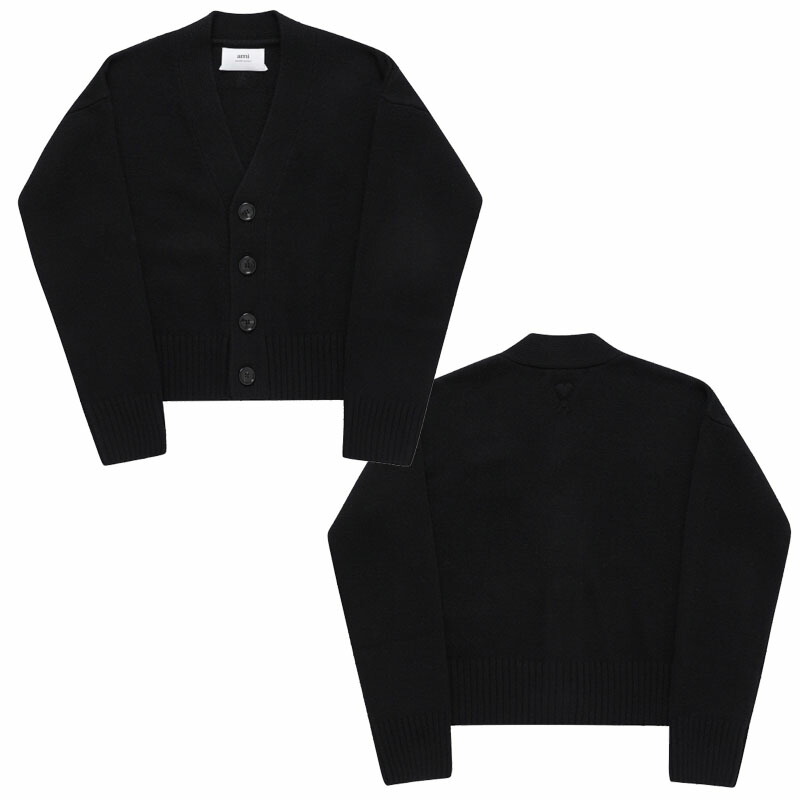 AMI PARIS アミパリス トナルハートロゴVネッククロップカーディガン TONAL HEART LOGO V-NECK CROP CARDIGAN ユニセックス メンズ レディース 男女兼用 カジュアル クラシック プレゼント HE&SHE [送料無料] UKC034 KN0028 001