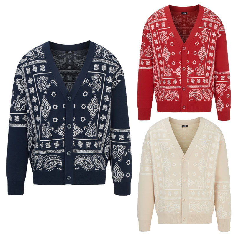北の方人間の顔 THE NORTH FACE KOREA 【置き目品】 25FW メンズペイズリーカーディガン M\u0027S PAISLEY CARDIGAN 成人男性 御坊っちゃん 心地好い 北の方人間の顔コリア 韓国 HE\u0026SHE [貨物輸送無料] NJ5SR55