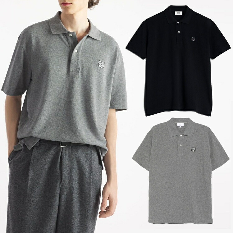MAISON KITSUNE メゾンキツネ BOLD FOX HEAD PATCH COMFORT POLO SHIRT ボルドフォックスヘッドパッチ半袖ポロシャツ ユニセックス メンズ レディース カジュアル クラシック ロゴ [送料無料]｜HE＆SHE
