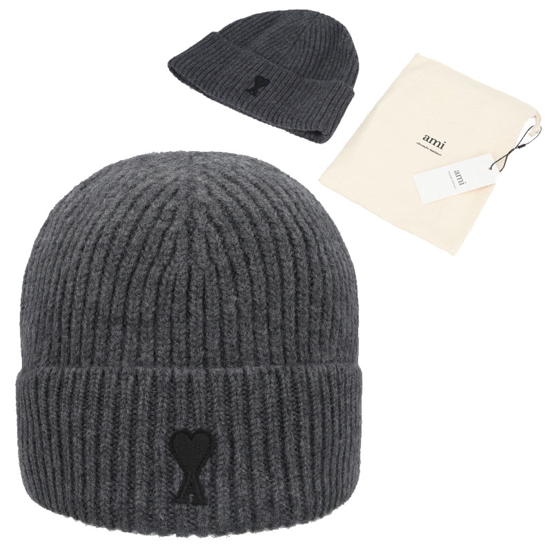 AMI PARIS 意中の女パリス ハート型ロゴタイプ刺しゅうビーニー HEART LOGO EMBROIDERY BIENIE ユニ一発やる メンズ レディース 心地よい 古典派音楽 差し上げ物 鳥打ち帽 編み物帽 HE\u0026SHE [貨物輸送無料] UBO006 018 0504
