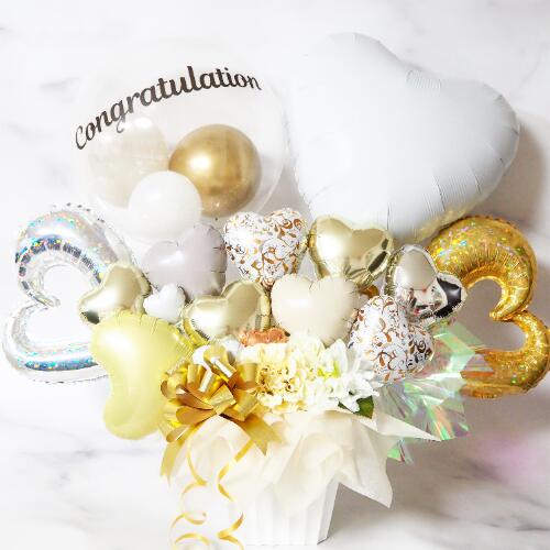 バルーンギフト 文字入れ バルーン Conguratulation 誕生日 開店祝い 結婚祝い 記念日 名入れ プレゼント 電報 宅配 美容室 卓上 ネイルサロン バルーンアレンジメント シンプル｜シェアリービジュー-shearybijou