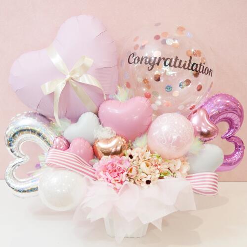 バルーンギフト 文字入れ バルーン Conguratulation 誕生日 開店祝い 結婚祝い 記念日 名入れ プレゼント 電報 宅配 美容室 卓上 ネイルサロン バルーンアレンジメント シンプル|シェアリービジュー-shearybijou