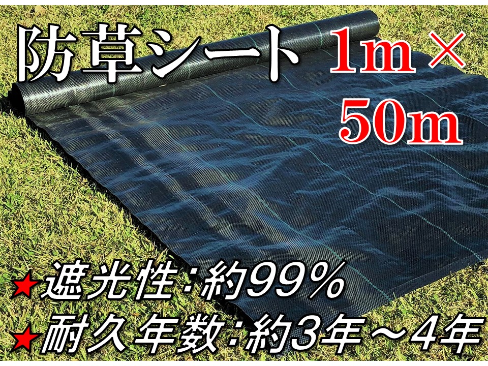 楽天市場 送料無料 防草シート 2m 100m 雑草対策 雑草防止 除草シート 草よけシート 草除けシート 除草剤不要 耐久年数３年 ４年 田んぼ 畑 休耕田 庭 駐車場 ビニールハウス 砂利や人工芝の下敷き 傾斜地 河川敷 太陽光発電敷地の雑草防止におすすめ