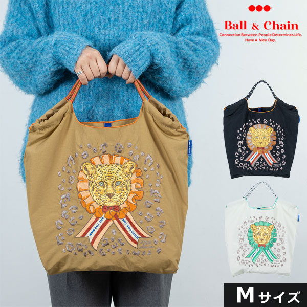 【送料無料】【即納】 Ball＆Chain ボールアンドチェーン 正規品 D.LEOPARD Mサイズ レオパード ひょう 豹 バッグ ショッピングバッグ エコバッグ トートバッグ ショルダー 刺繍 ギフト A4 313012 san hideaki mihara