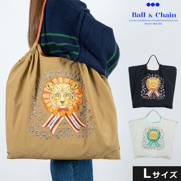 【送料無料】【即納】 Ball＆Chain ボールアンドチェーン 正規品 D.LEOPARD Lサイズ レオパード 豹 ひょう バッグ ショッピングバッグ エコバッグ トートバッグ ショルダー 刺繍 ギフト 313112 san hideaki mihara 5,280円