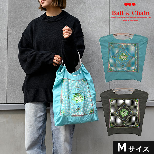 【送料無料】【即納】 Ball&Chain ボールアンドチェーン 正規品 WHITE CLOVER Mサイズ バッグ フラワー 花柄 エコバッグ トートバッグ 刺繍 ギフト A4 301075