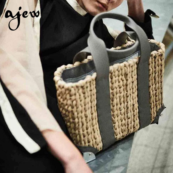 【SALE30%OFF】【即納】 エジュー ajew 通販 The city basket tote シティ バスケット トートバッグ レディース バッグ 軽量 天然素材 カゴバッグ グレー kg2020001｜SHE／HER（シーハー）