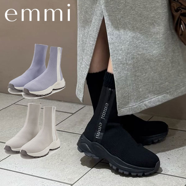 【新生活応援ｾｰﾙ10%OFF】【即納】エミ emmi 靴 ecoニットスニーカーソールブーツ 小物 ブーツ ニット スニーカー 13wgs255501