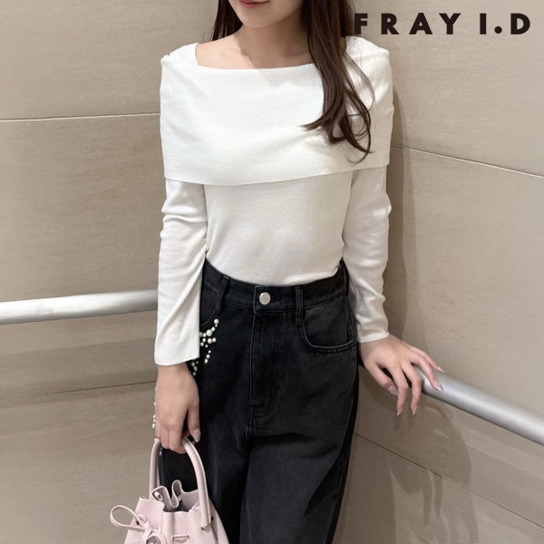 【新生活応援ｾｰﾙ10%OFF】【即納】 フレイアイディー FRAY I.D トップス ウールシルクブレンドオフショルニット 長袖 ミドル丈 fwnt261210