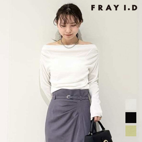 店内全品ﾎﾟｲﾝﾄ10倍 【新生活応援ｾｰﾙ10%OFF】【即納】 フレイアイディー FRAY I.D トップス 26春夏 アシンメトリーオフショルニットトップス 長袖 ワンショルダー fwnt261118