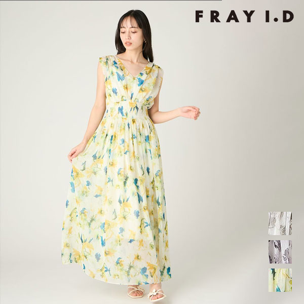 【即納】 フレイアイディー FRAY I.D ワンピース 26春夏 シャーリングフラワープリントワンピース マキシ丈 ノースリーブ 花柄 fwfo264013|SHE/HER(シーハー)