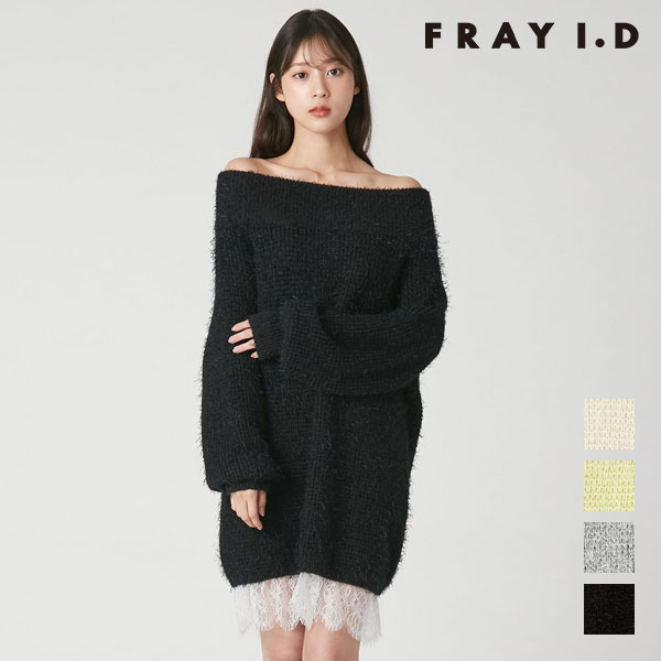 フレイアイディー FRAY I.D ワンピース 26秋冬 【WEB限定】レースレイヤードニットミニワンピース 10月中旬～11月上旬予約 ミニ丈 2way オフショル fwno264256｜SHE／HER（シーハー）