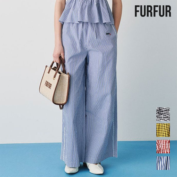 店内全品ポイント10倍 【SALE10%OFF】【即納】ファーファー FURFUR ボトムス 26春夏 ギンガムチェックパジャマパンツ フルレングス セットアップ rwft261063 rwfp261075