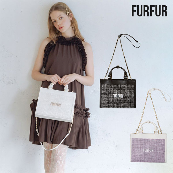【新生活応援ｾｰﾙ10%OFF】【即納】ファーファー FURFUR バッグ 26春夏 ツイードロゴトートバッグ (Lsize) ショルダーバッグ ハンドバッグ ギフト rwgb261514