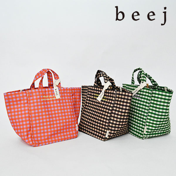 beej ビージ バッグ Gingham check totebag ギンガムチェックトートバッグ 6月上旬～下旬予約 ハンドバッグ ギフト 大容量 it003
