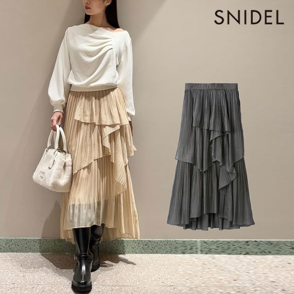スナイデル　ストレートプリーツティアードスカート SNIDEL（スナイデル）の「ストレートプリーツティアードスカート