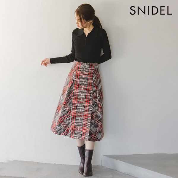 【新生活応援ｾｰﾙ50%OFF】【即納】 スナイデル SNIDEL ボトムス Sustainableロービングチェックミドルスカート ミドル丈 swfs254144 swfs254143