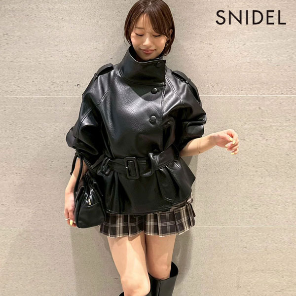 スナイデル SNIDEL アウター 26秋冬 スタンドカラーバリエミドルコート 8月下旬~9月中旬予約 ミドル丈 長袖 ベルト レザー swfc244092|SHE/HER(シーハー)