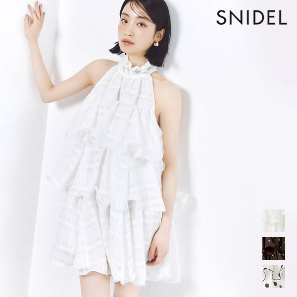 店内全品ﾎﾟｲﾝﾄ10倍 【即納】 スナイデル SNIDEL ワンピース 26春夏 ボリュームエアリーミニワンピース ショート丈 ノースリーブ Aライン swfo261140