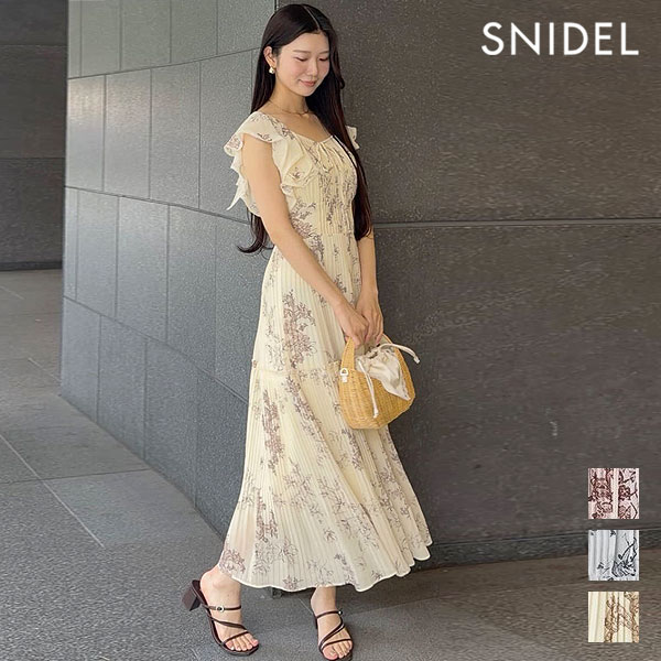 【即納】スナイデル SNIDEL ワンピース 26春夏 プリーツプリントワンピース ノースリーブ ロング丈 フレア swfo262029｜SHE／HER（シーハー） 13,860円