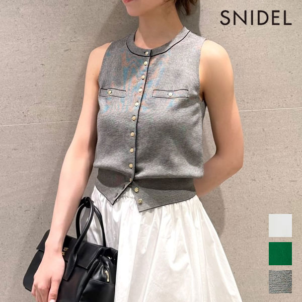 【即納】 スナイデル SNIDEL トップス ニットジレプルオーバー ミドル丈 ノースリーブ ベスト swnt264025｜SHE／HER（シーハー）