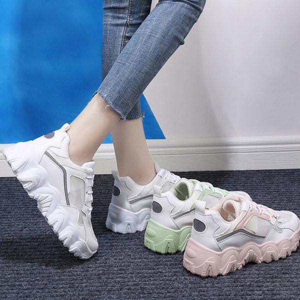 最大15 クーポン スニーカー レディース レトロ スポーツシューズ ダッドスニーカー ローカット 厚底 メッシュ 蒸れにくい