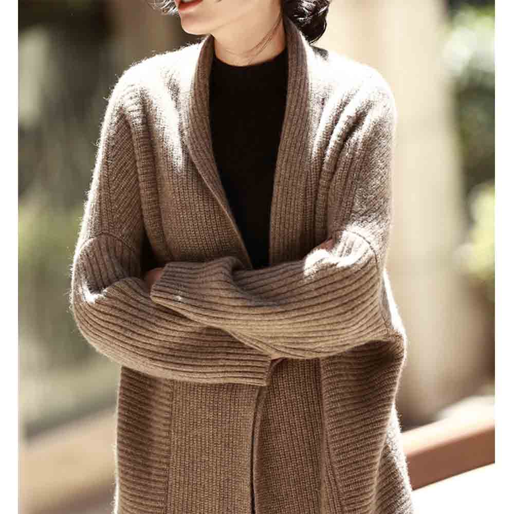 最大15 クーポン ロング丈カーディガン ニット 無地 長袖 ニットコーディガン カーディガン アウターコート ボレロ レディース