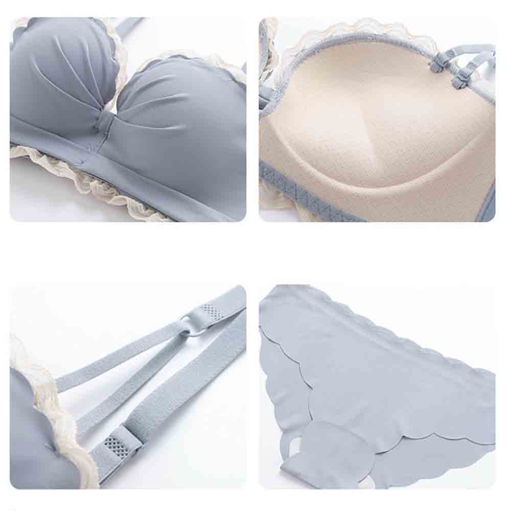 最大15 クーポン レースデザイン レース ランジェリーセット ブラジャーショーツセット ノンワイヤー レディース