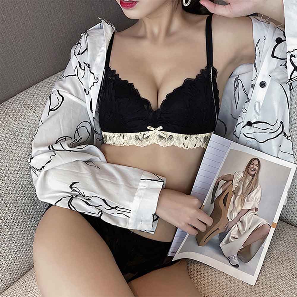 最大15 クーポン レース 盛れる フェミニン ノンワイヤー レディース セット ランジェリーセット ブラジャー ショーツ