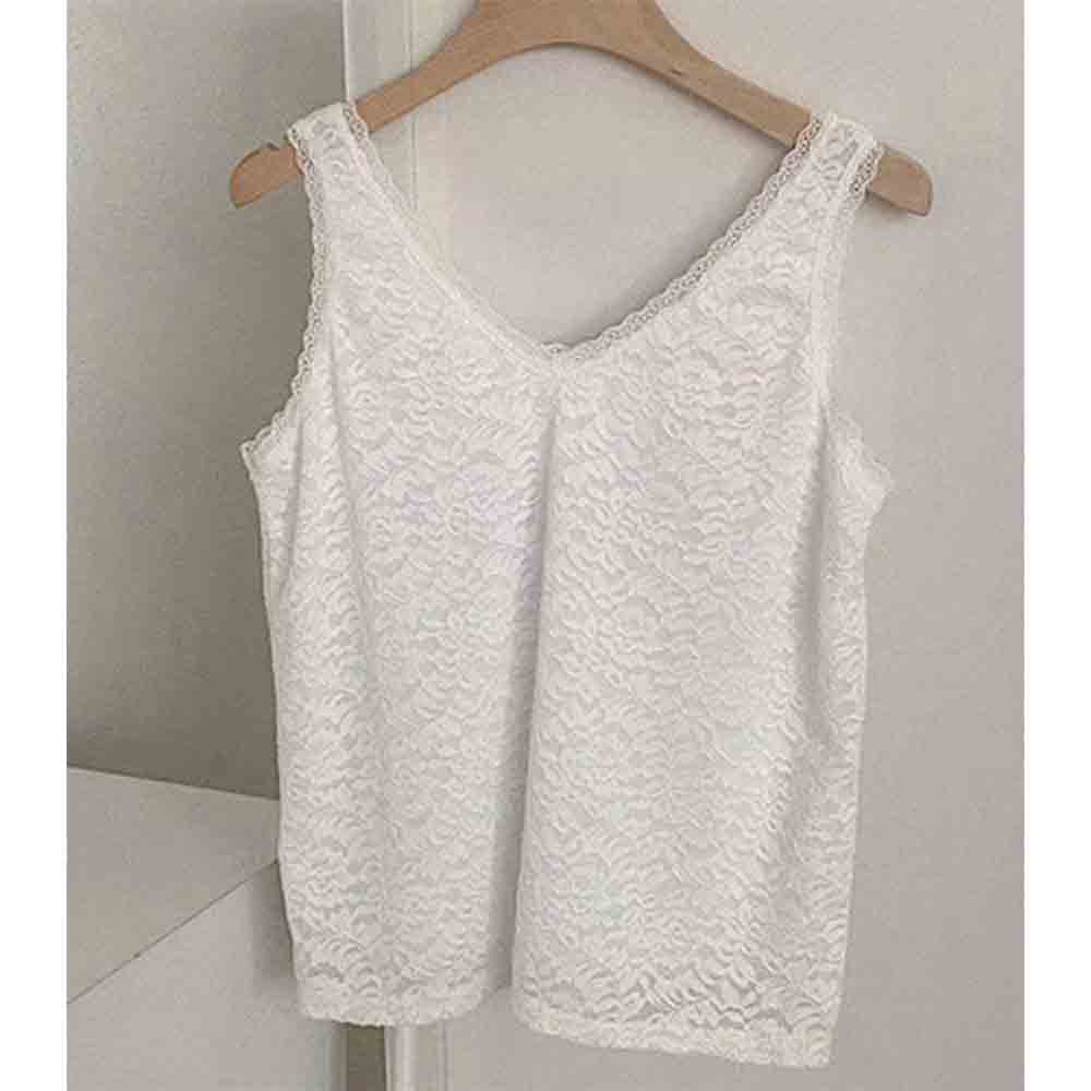 最大15 クーポン 総レース 肌着 タンクトップ レース レディース インナー 花柄 重ね着 Vネック トップス