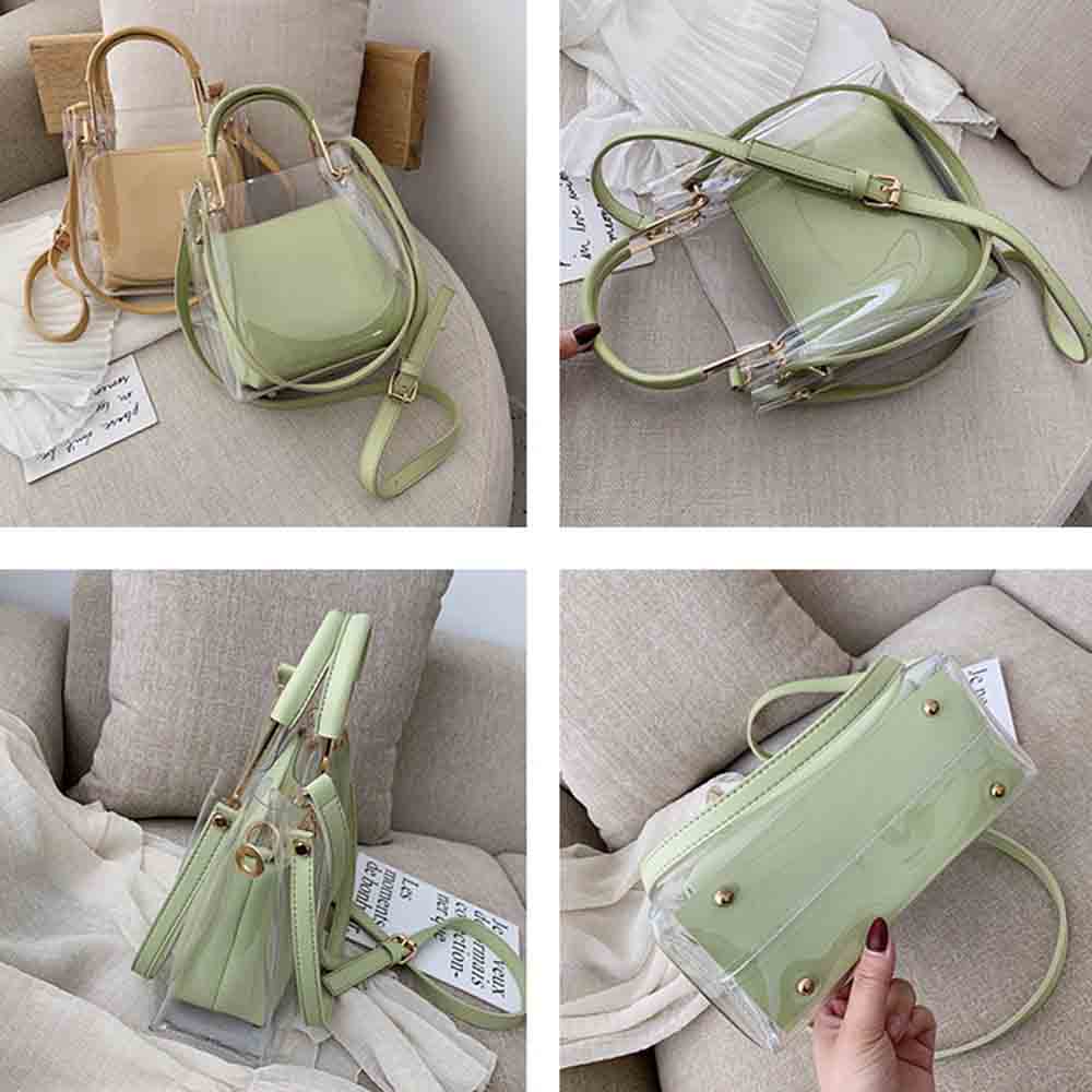 最大15 クーポン Pvcバッグ トートバッグ ポーチ付き カバン 透明 プール 肩かけバッグ おしゃれ レディース 手さげバッグ