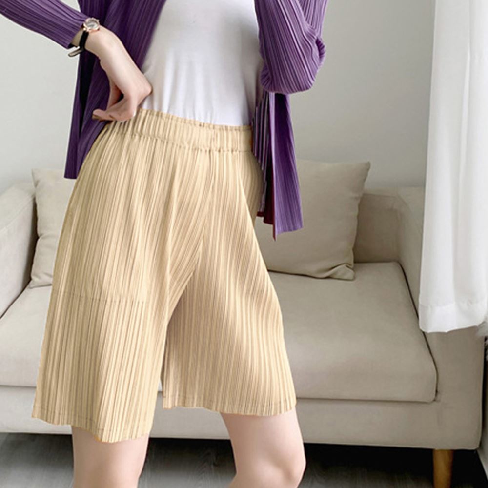 最大15 クーポン プリーツショートパンツ レディース ワイドパンツ セルフカット 体系カバー 短パン