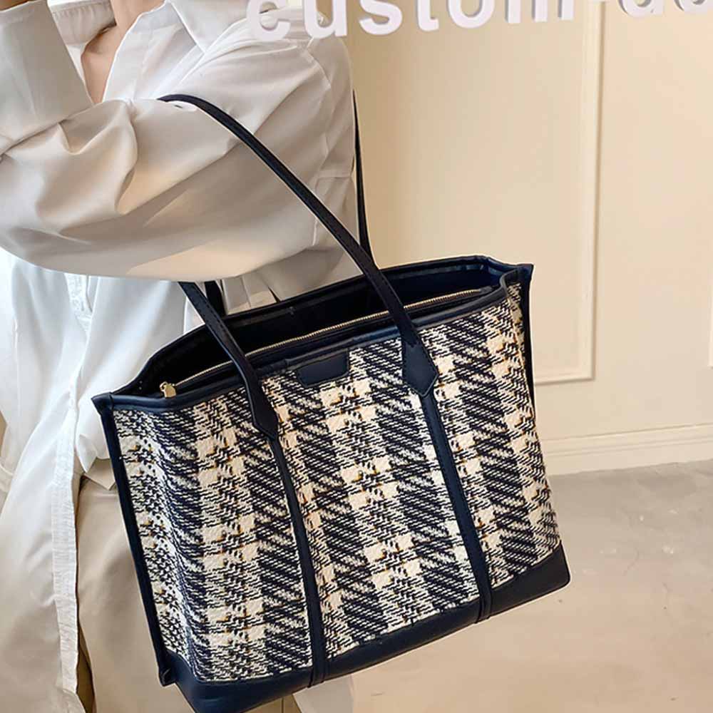 2way チェックトートバッグ トート レディース ファスナー 柄 ハンドバック トートバック チェック チェックバック