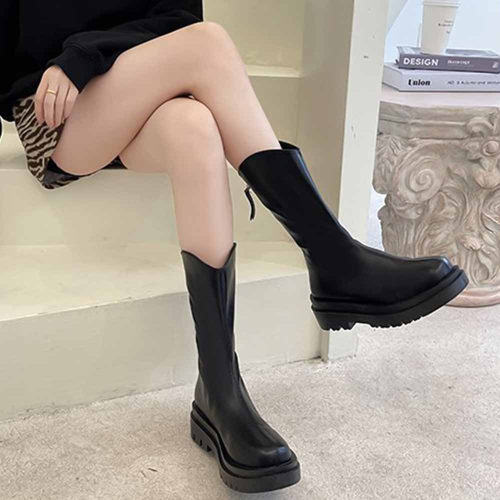 最大15 クーポン 厚底 おしゃれ ロングブーツ 美脚 レディース シューズ ぺたんこ シンプル きれいめ 女性 通勤