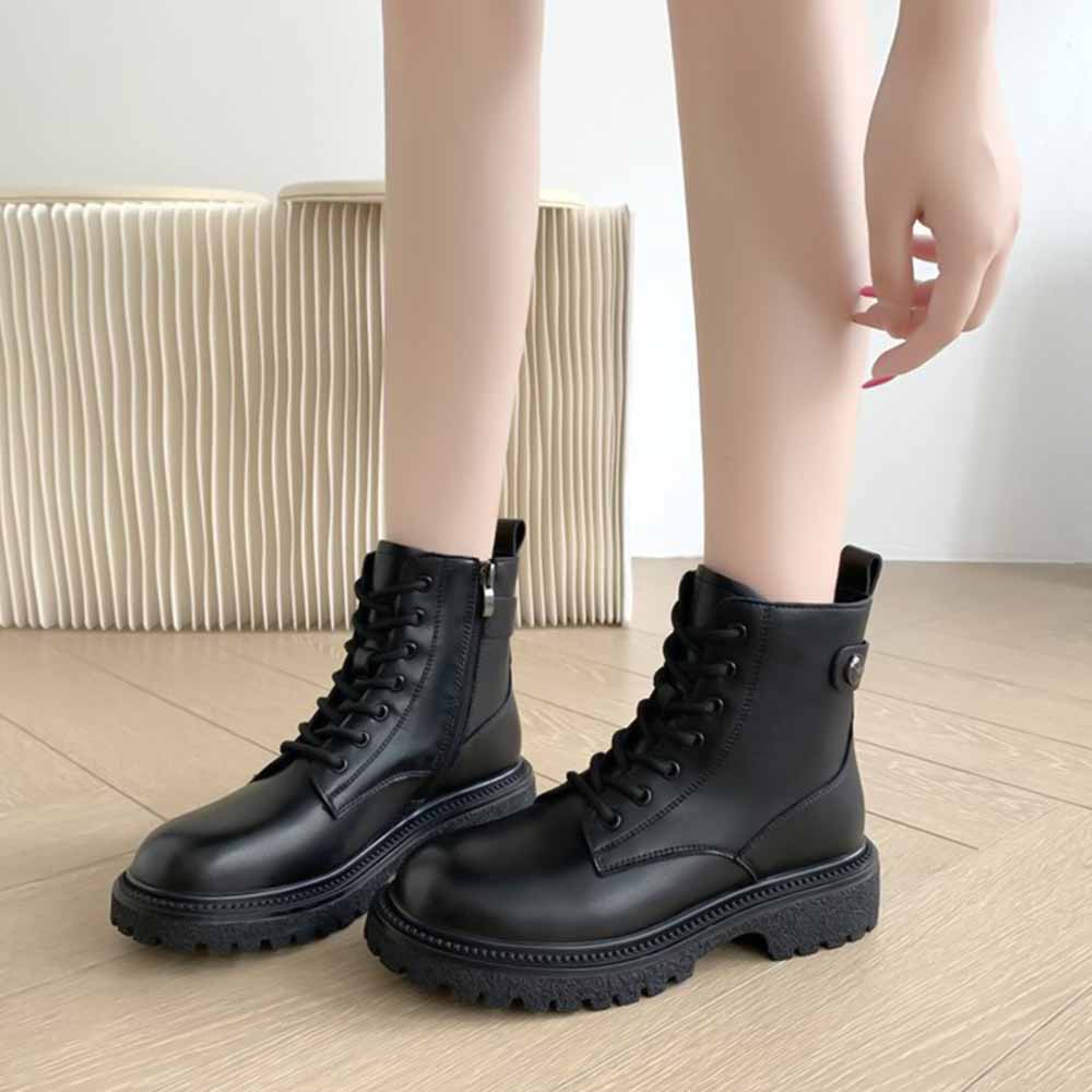 最大15 クーポン 厚底 サイドジップ ショートブーツ 靴 歩きやすい 女性 レディース 韓国ファッション