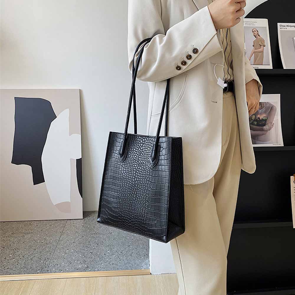 最大15 クーポン ポーチ付きクロコ柄 女性 2点セット レディース スクエアカバン トートバッグ 肩掛けバッグ おしゃれ