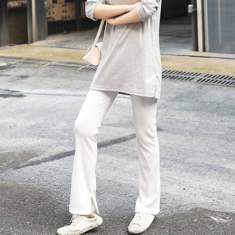 最大15 クーポン フレア サイドスリット 女性 レディース ボトムス レギンス 大人 リブレギンス ウエストゴム