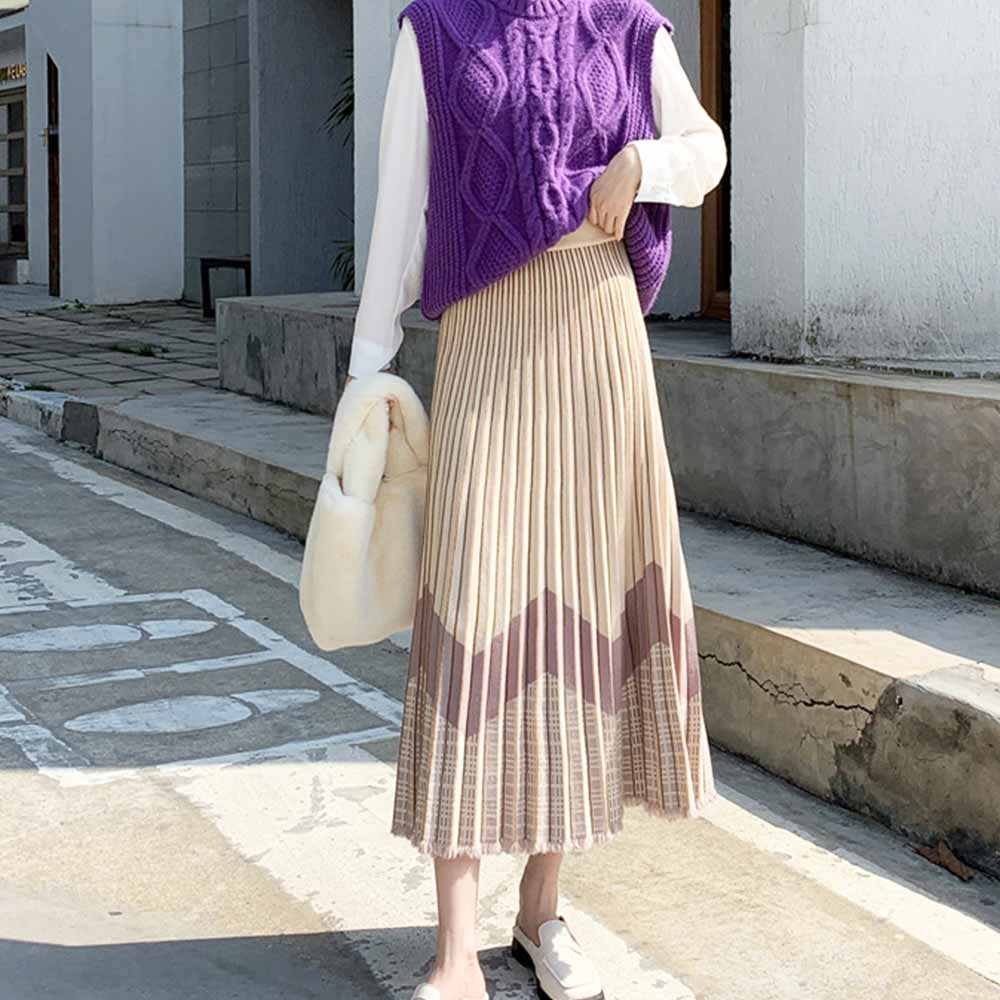 最大15 クーポン ニットプリーツスカート ロングスカート ニットスカート Aラインスカート ウエストゴム 女性 レディース 最大15 クーポン ニットプリーツスカート ロングスカート ニットスカート Aラインスカート ウエストゴム 女性 レディース