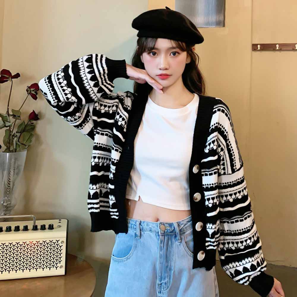 最大15 クーポン ジャカード Vネック 大人 前開き 女性 ニットセーター レディース レトロ風 ニットトップス ニットカーディガン