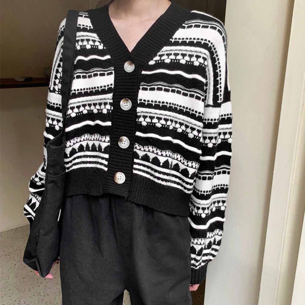 最大15 クーポン ジャカード Vネック 大人 前開き 女性 ニットセーター レディース レトロ風 ニットトップス ニットカーディガン