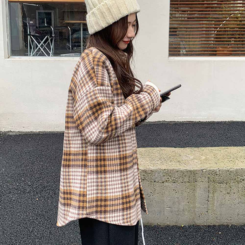 最大15 クーポン チェック柄ネルシャツ ブラウス シャツカーディガン レディース 女性 長袖シャツ オーバーフィット