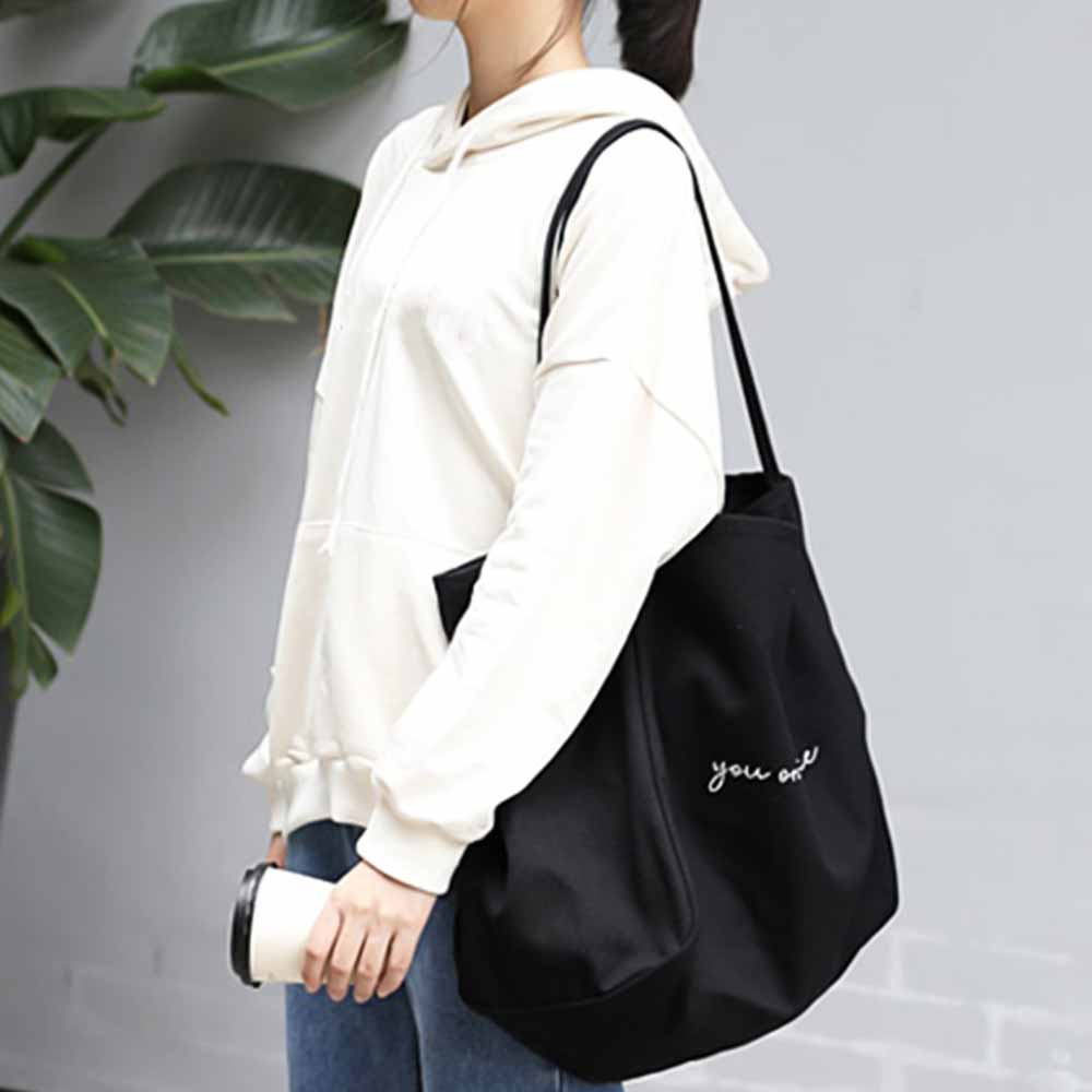 最大15 クーポン キャンバス トートバッグ 肩掛けバッグ レディース 大人 英字ロゴ 可愛い 女性