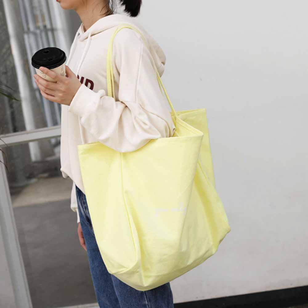 最大15 クーポン キャンバス トートバッグ 肩掛けバッグ レディース 大人 英字ロゴ 可愛い 女性