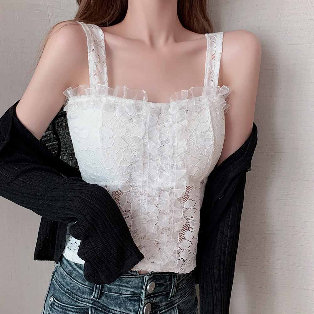 最大15 クーポン キャミソール チューブトップ レディース タンクトップ 女性 花柄モチーフ 大人 カップ付き レース