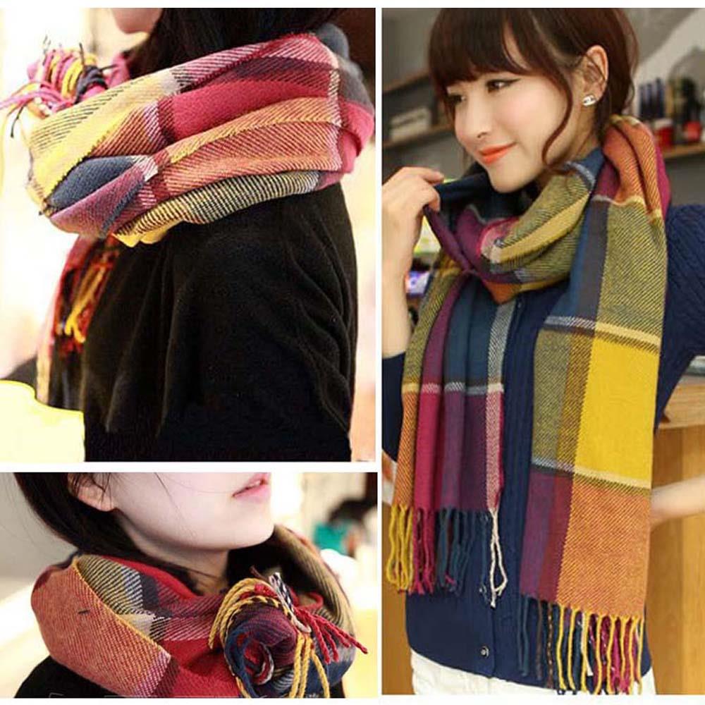 最大15 クーポン マフラー ストール スカーフ ニット レディース 秋冬 チェック 大判 かわいい