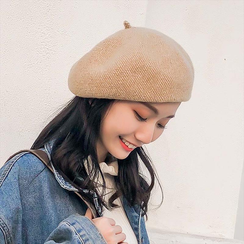 最大15 クーポン ベレー帽 無地 あったか 帽子 ニットベレー ポッチ付き キャップ レディース ニット帽