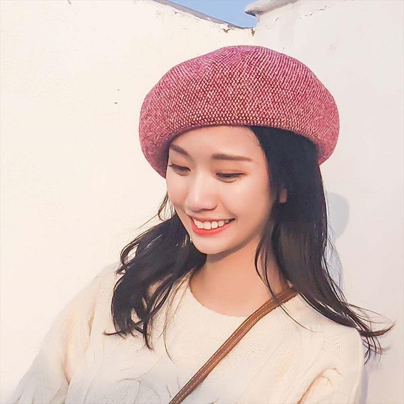 最大15 クーポン ベレー帽 無地 あったか 帽子 ニットベレー ポッチ付き キャップ レディース ニット帽