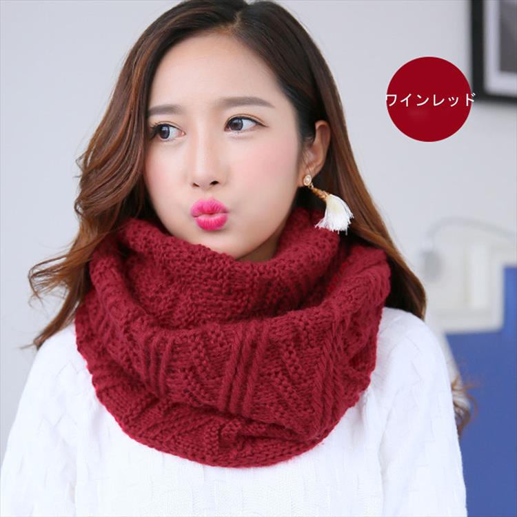 最大15 クーポン ニット ニットマフラー スヌード グレー ケーブル編み マフラー 黒 レディース