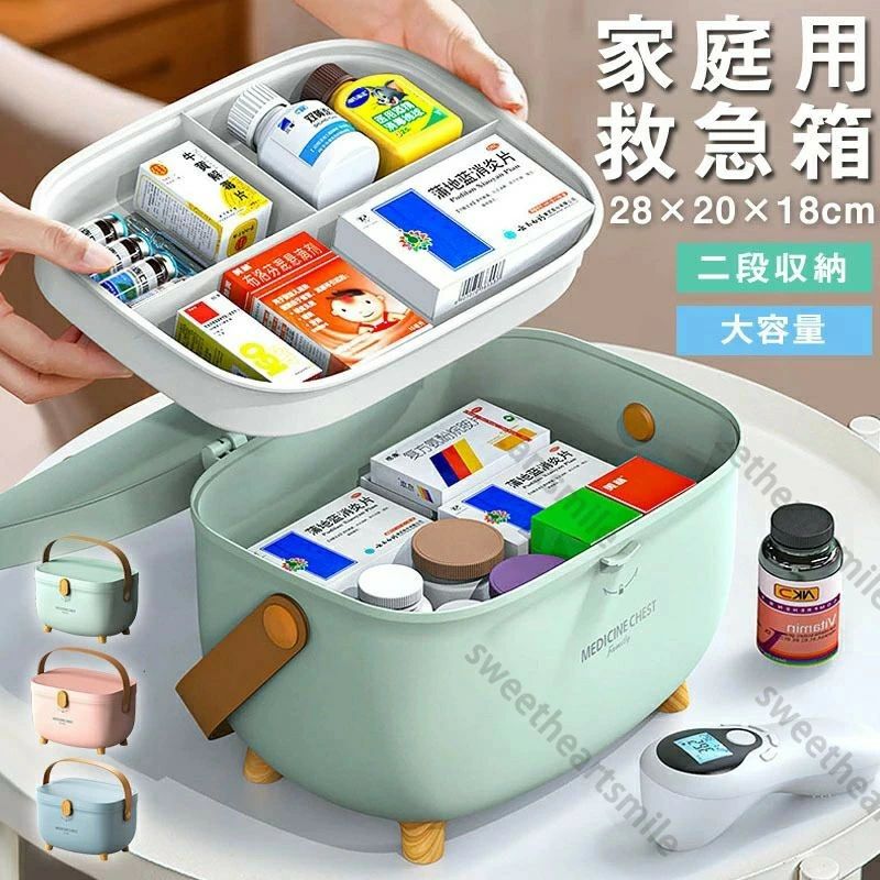 救急箱 薬箱 2層式 薬入れケース 大容量 救急ボックス 密封防水 持ち運び便利 おしゃれ配色 災害用くすりばこ・裁縫箱・工具箱・小物入れ 多機能収納ボックス 送料無料